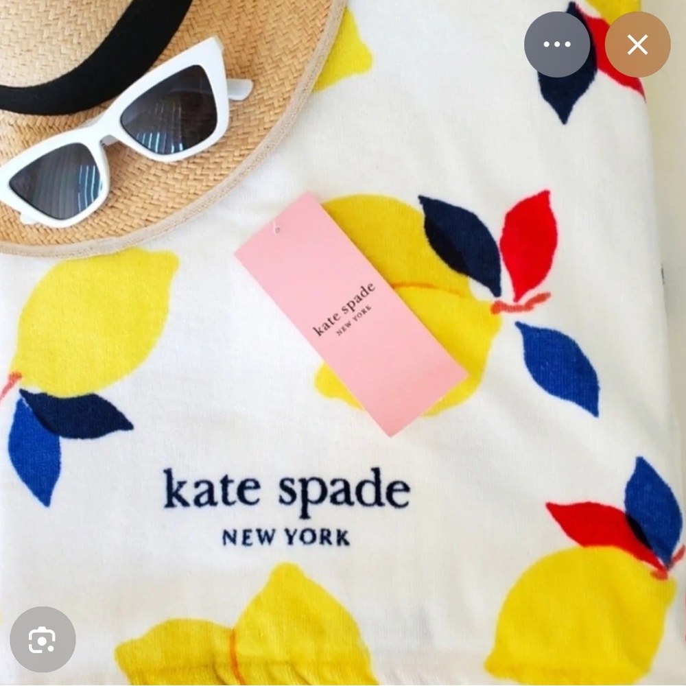 Kate Spade New York NY Lemons Yellow & White Beach Towel Multi Color, 40x70 inch